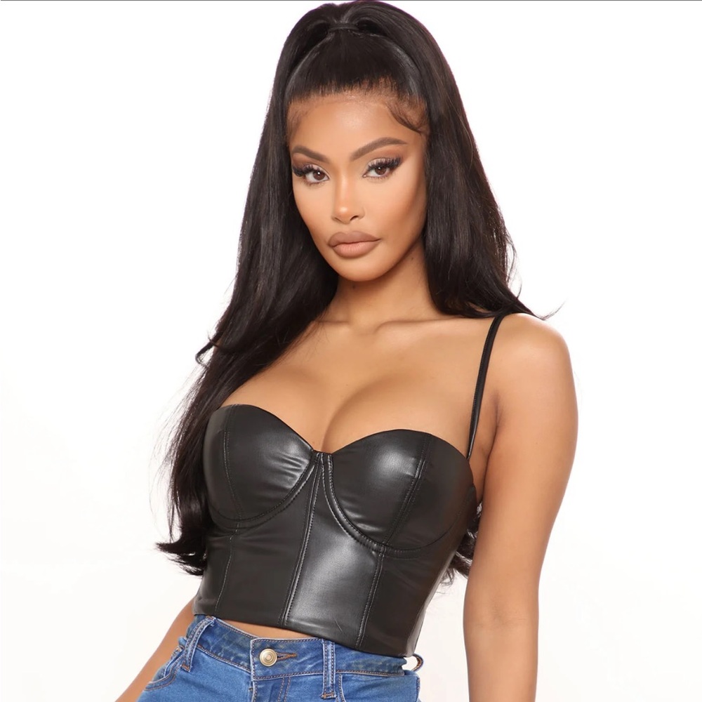 Fashion nova faux leather crop top. Size small. New with tags